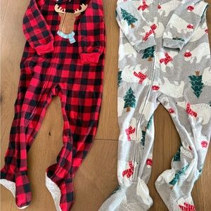 Cozy Red and Gray Kids One Piece Pajamas